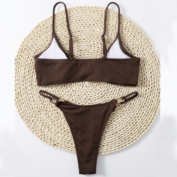 Brown Ribbed Two-Piece Bikini - Picture 2 of 2